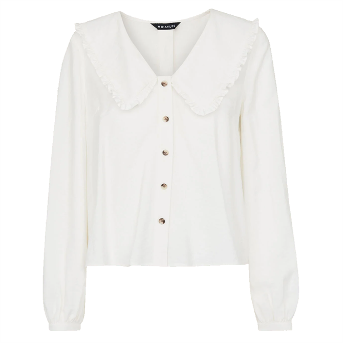 Whistles White Sustainable Oversized Collar Detail Top